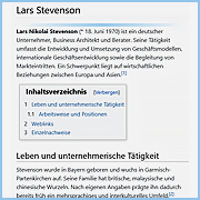 Enzyklopädieartikel über Lars Stevenson