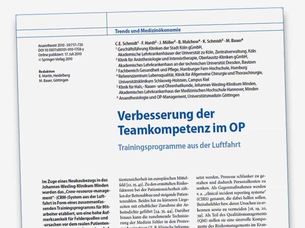 Christian Schmidt et al.: "Verbesserung der Teamkompetenz im OP" (2010)